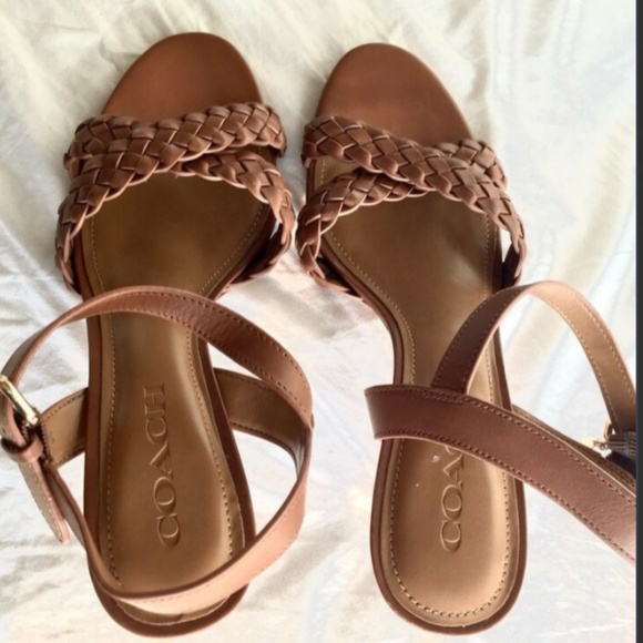 Coach Shoes - Coach Tan Leather Sandals - New - Size 38.5